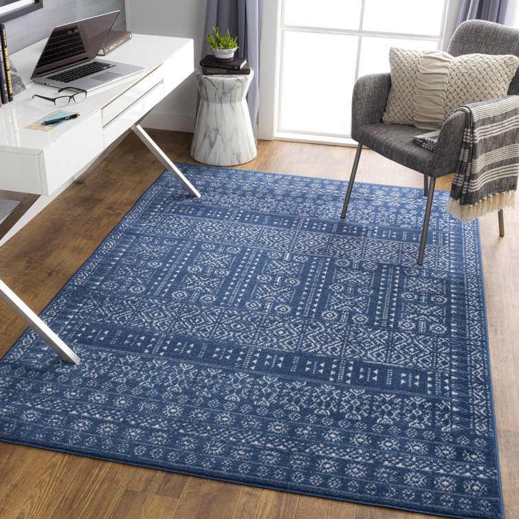 Foundry Select Lipson Geometric Navy/White Area Rug & Reviews Wayfair